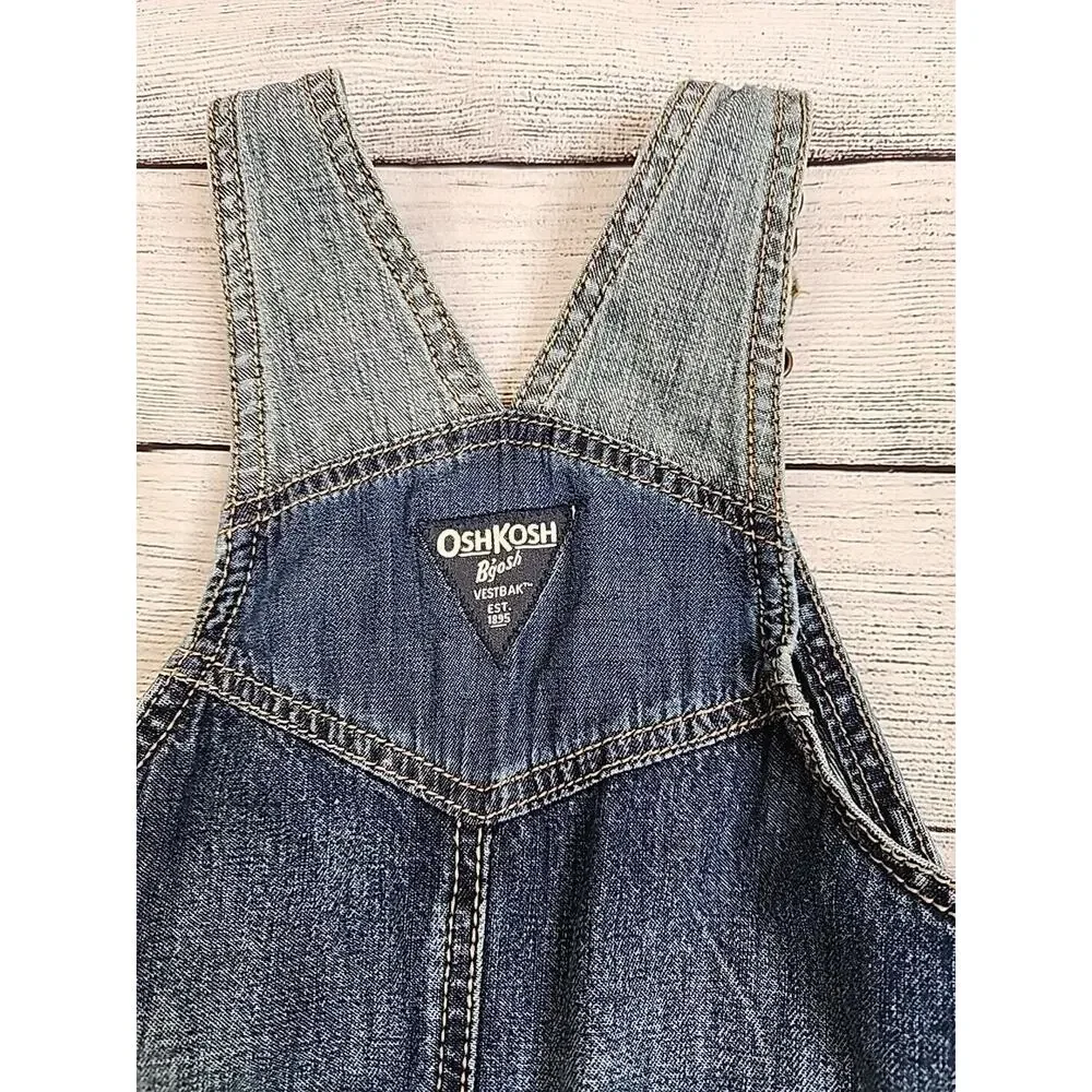 OshKosh B'Gosh Vestbak Bib Blue Jean Overalls Boys Size 12 Months Denim